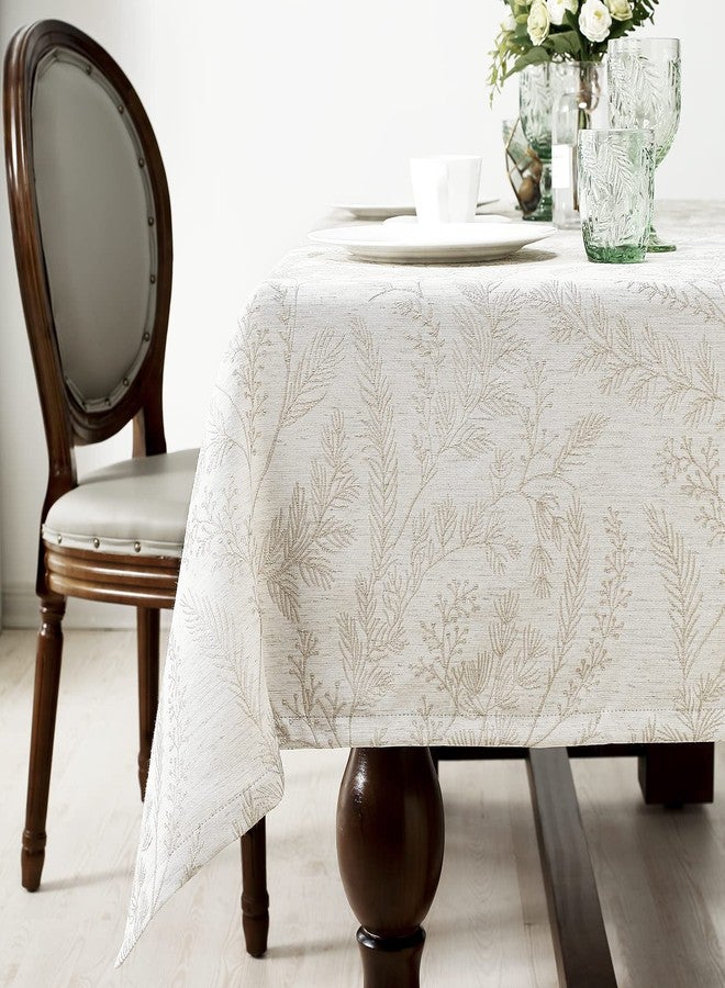 Chassic Elegant Damask Tablecloth for 8 Foot Large Rectangle Tables, Wrinkle and Stain Resistant Washable Floral Table Cloth, Vintage Toile Table Cover, 60 x 120 inches - Cream - Image 2